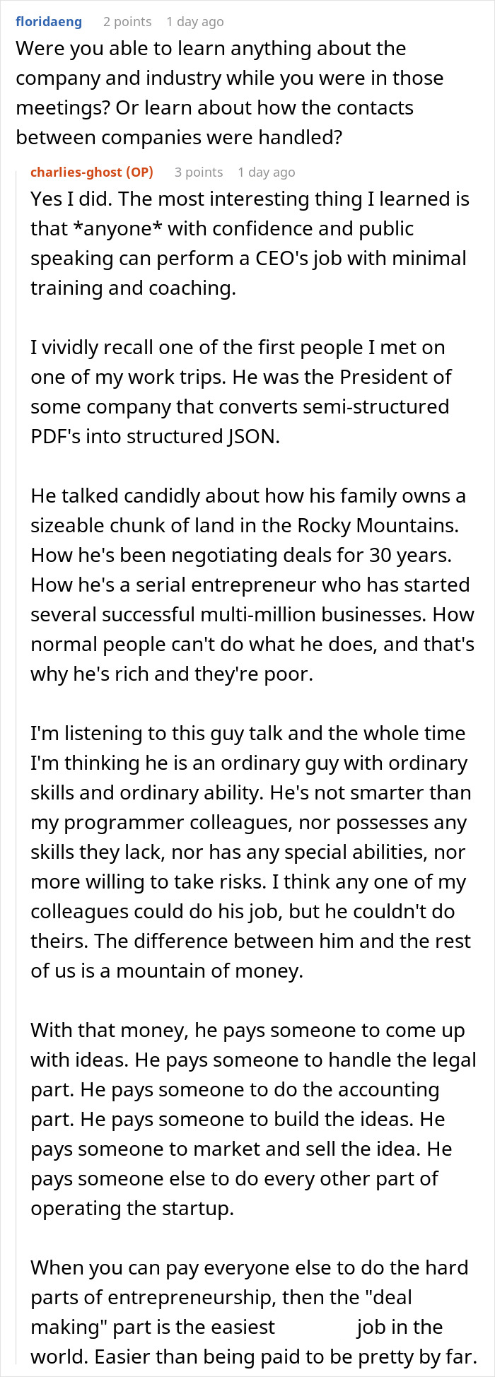 Reddit conversation about a female software developer invited to client meetings as a pretty face.