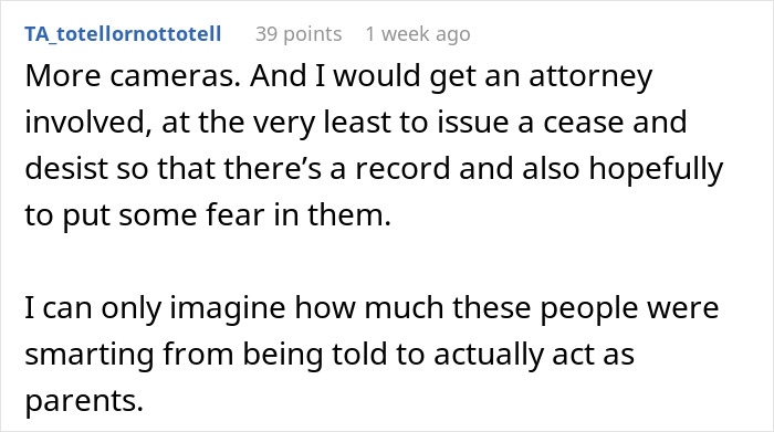 Comment discussing getting an attorney involved after kids use neighbor’s yard without asking and related legal concerns. Comment discussing getting an attorney involved after kids use neighbor’s yard without asking and related legal concerns.