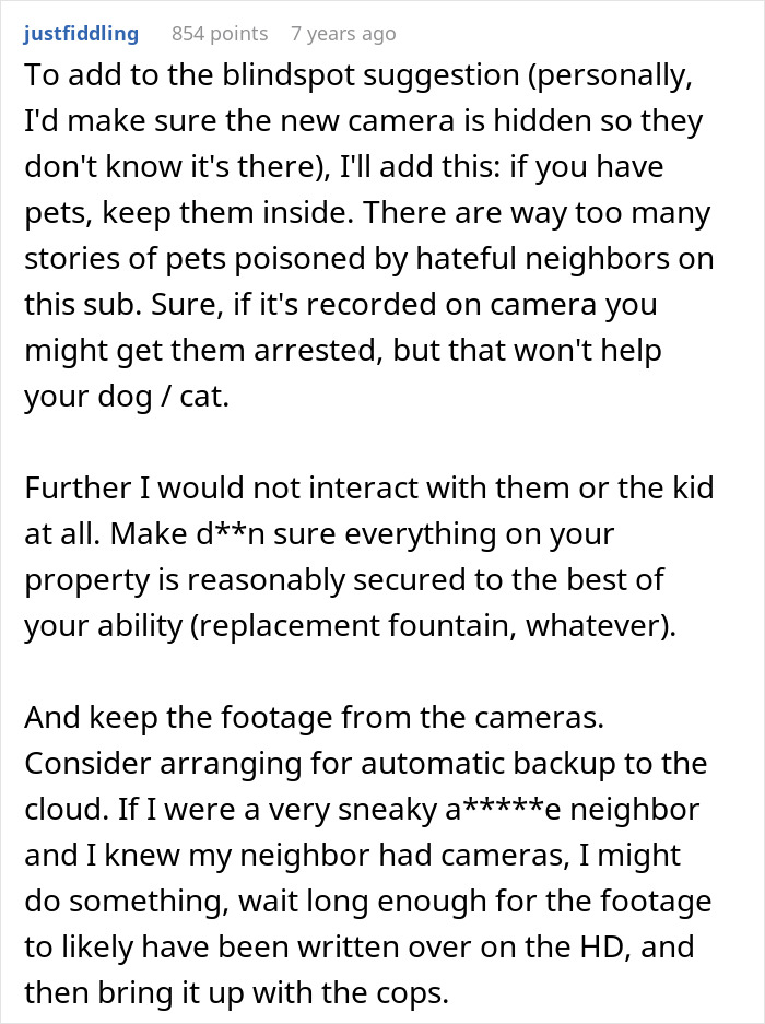 Text of an online comment discussing neighbor disputes and securing property to prevent children using neighbor’s yard without asking. Text of an online comment discussing neighbor disputes and securing property to prevent children using neighbor’s yard without asking.
