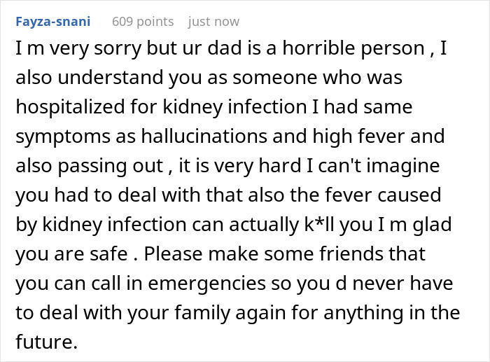 Comment expressing sympathy for woman fighting for her life in hospital and dealing with toxic dad's situation. Comment expressing sympathy for woman fighting for her life in hospital and dealing with toxic dad's situation.