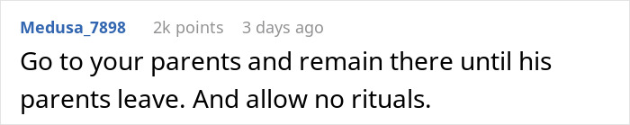 Comment on a forum discussing a pregnant woman demanding husband respect, advising to stay with parents and avoid rituals.