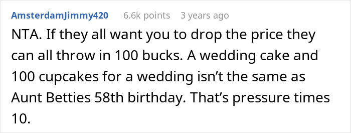 Comment discussing bride wanting to upgrade honeymoon at bridesmaid’s expense and the resulting reality check.