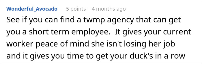 Screenshot of an online discussion about whether a boss should ask an employee if she’s pregnant in a right to fire state.