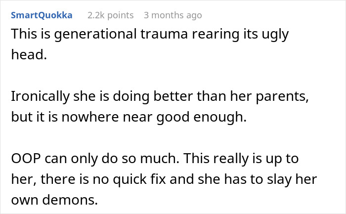 Comment discussing generational trauma and challenges of a wife prioritizing work over family and feeling like a single parent. Comment discussing generational trauma and challenges of a wife prioritizing work over family and feeling like a single parent.