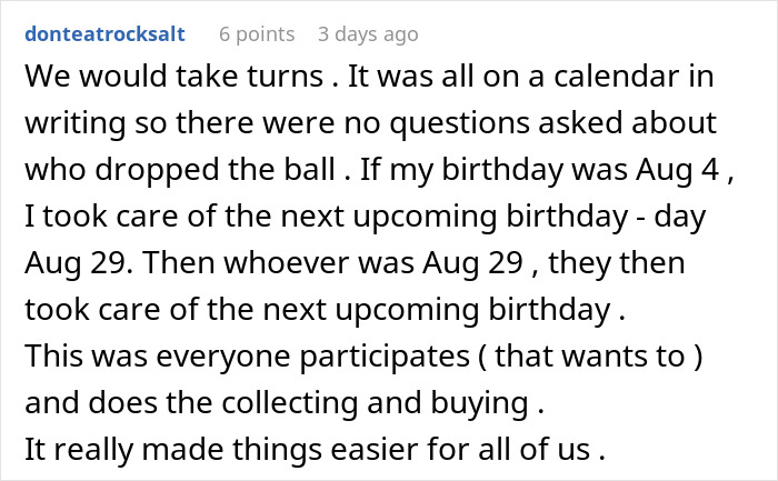 Text post about coworkers ghosting the birthday organizer on Venmo, causing no birthdays to be celebrated or funded.