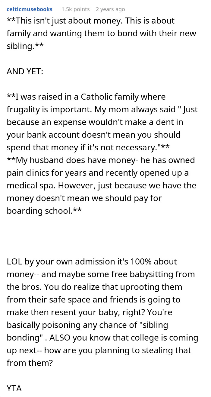 Woman asks stepchildren about home and boarding school, discussing family bonding and financial concerns. Woman asks stepchildren about home and boarding school, discussing family bonding and financial concerns.