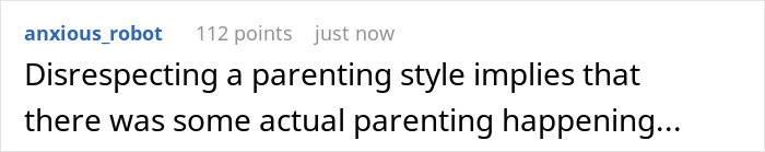 Comment about parenting style shown on a digital platform, related to sister gentle parenting house discussion.