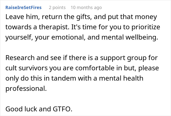 Screenshot of a Reddit comment advising a woman on expensive gifts for boyfriend&rsquo;s kids and Christmas spending boundaries.