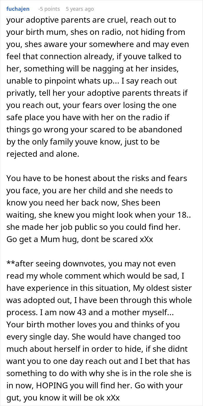 Comment about adoptive parents threatening woman wanting to reunite with her biological family and adoption challenges. Comment about adoptive parents threatening woman wanting to reunite with her biological family and adoption challenges.