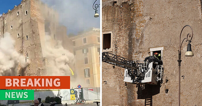 Famous Rome Tower Partially Collapses Onto People Below, Video Captures Terrifying Moment
