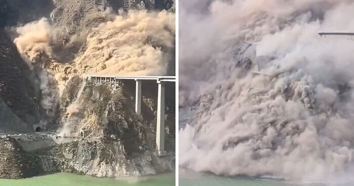 Horrific Video Shows China’s Ambitious Bridge Collapsing Into Dust Just Months After Opening