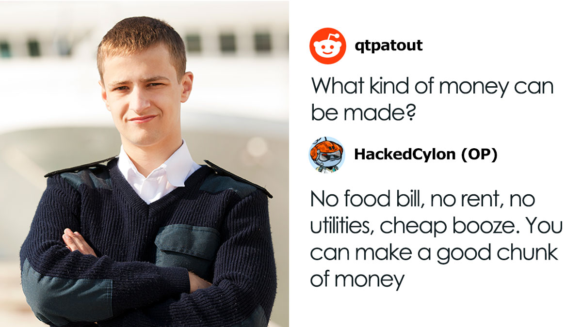 Young cruise ship employee in uniform sharing behind the scenes insights about making money on board.