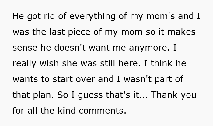 Alt text: Teen leaves home feeling rejected after dad chooses his girlfriend over her, sparking debate on adoption and family loyalty.