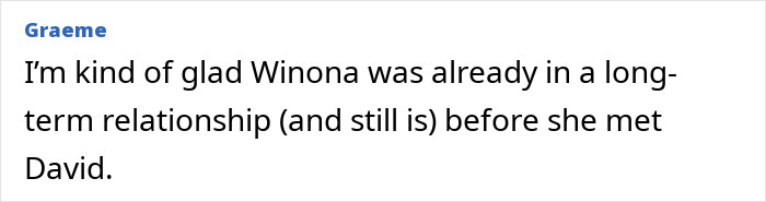 Text comment about David Harbour and Winona Ryderâs relationship status amid Stranger Things context. Text comment about David Harbour and Winona Ryderâs relationship status amid Stranger Things context.