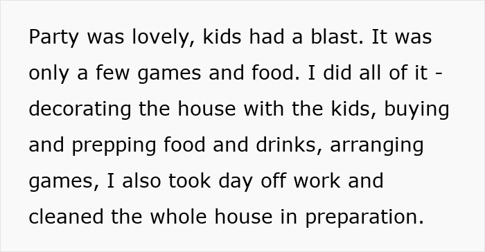 Wife prepares feast and fun for family, managing decorations, food, and games while husband only opened the oven door. Wife prepares feast and fun for family, managing decorations, food, and games while husband only opened the oven door.