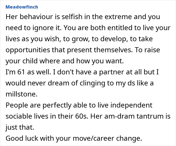 MIL accuses daughter-in-law of stealing son as couple plans to move to city for her job opportunity.