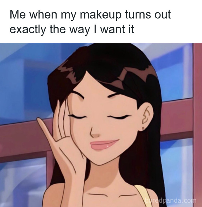 Woman with dark hair smiling confidently, representing satisfaction with makeup, fashion, and the diva life.