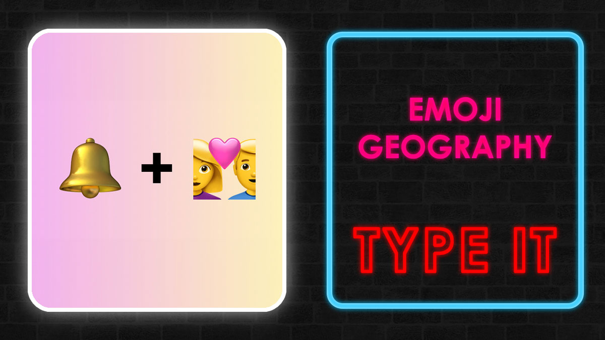 Bell emoji plus couple with heart emoji puzzle for guessing country using emojis in an emoji geography game.