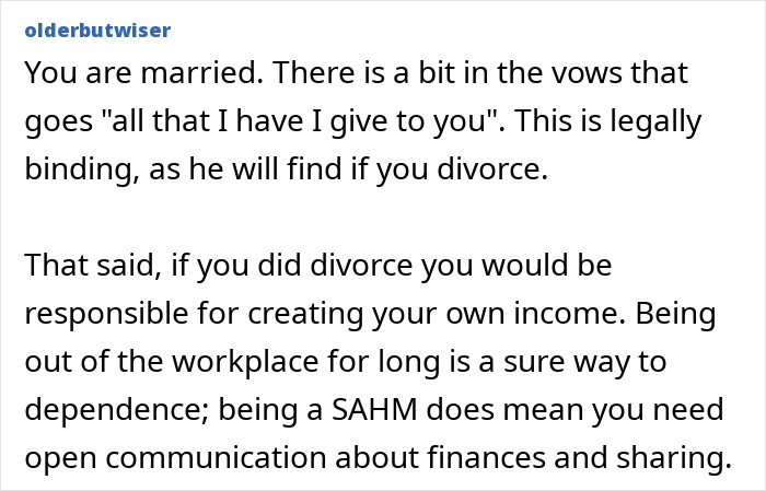 Text excerpt discussing being sick and having to ask husband for money, emphasizing financial dependence and communication in marriage. Text excerpt discussing being sick and having to ask husband for money, emphasizing financial dependence and communication in marriage.