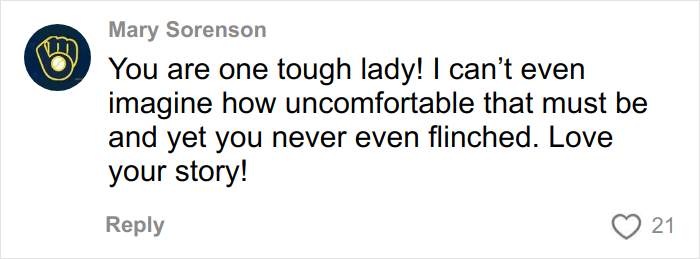 Comment by Mary Sorenson praising a woman’s strength and sharing admiration for her mental health advocacy journey. Comment by Mary Sorenson praising a woman’s strength and sharing admiration for her mental health advocacy journey.