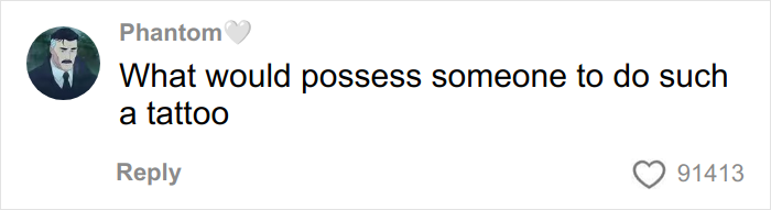 Comment on social media discussing a prominent face tattoo and its impact on mental health advocacy. Comment on social media discussing a prominent face tattoo and its impact on mental health advocacy.