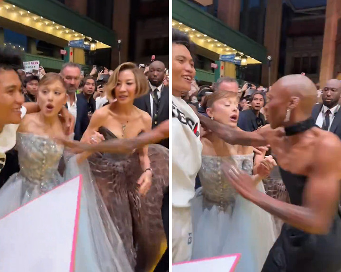 Fan who attacked Ariana Grande at premiere outs himself online, sparking swift backlash from crowd and onlookers. Fan who attacked Ariana Grande at premiere outs himself online, sparking swift backlash from crowd and onlookers.