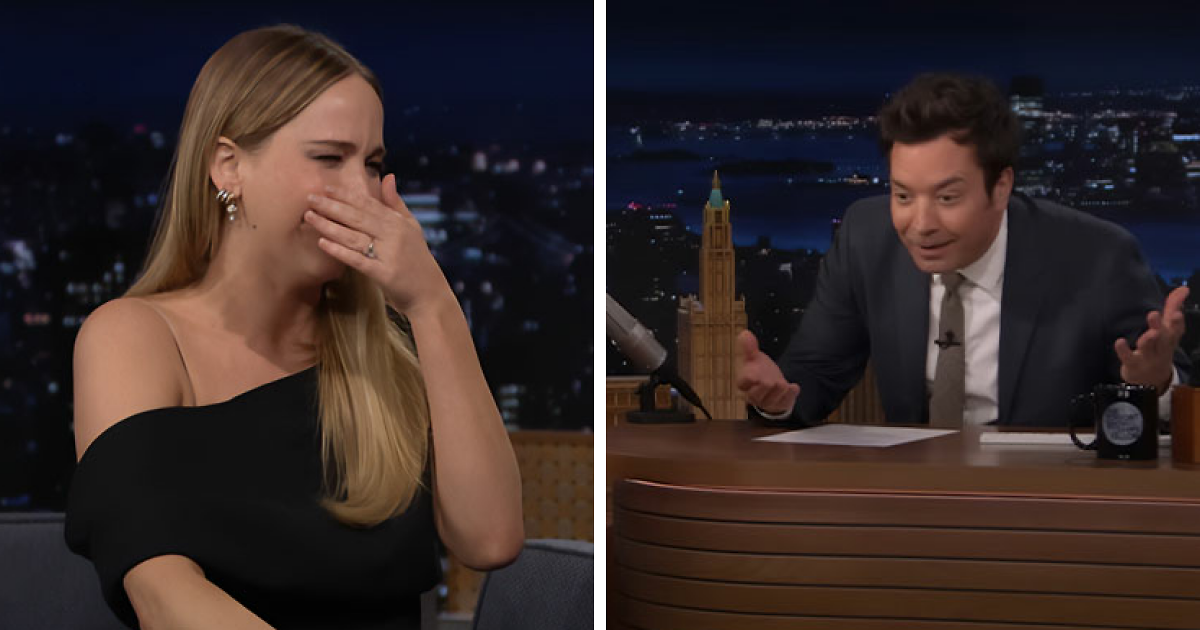 Jennifer Lawrence Leaves Jimmy Fallon Awkwardly Laughing After Emotional And 'Chaotic' Interview | Bored Panda