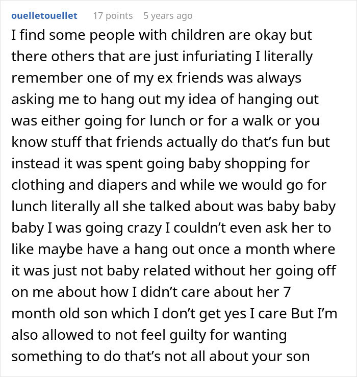 Text post from a social media user sharing frustration about a clingy friend's focus on her children during outings. Text post from a social media user sharing frustration about a clingy friend's focus on her children during outings.