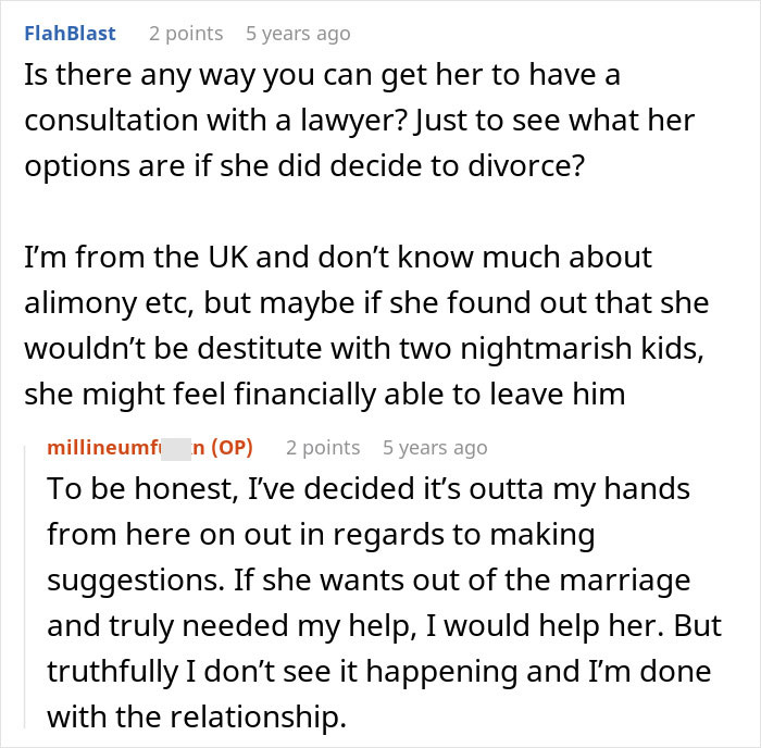 Screenshot of an online discussion about a friend not understanding why she can&rsquo;t bring her clingy children on vacation.