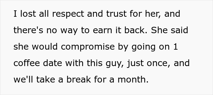 Text showing a mom expressing lost trust after sending her daughter on a coffee date, ending the happy relationship.