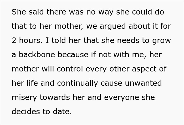 Text excerpt about a mom controlling her daughter's dating life causing misery and relationship struggles.