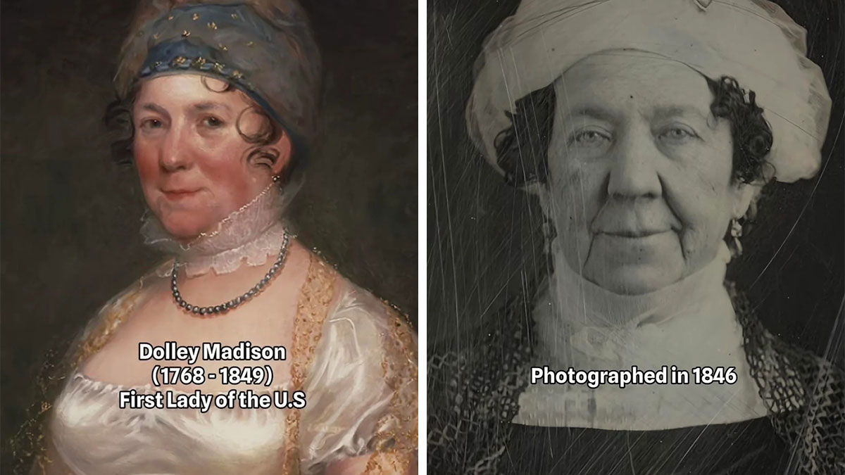 Portrait of Dolley Madison born in the 1700s, one of the people who lived long enough to be photographed.