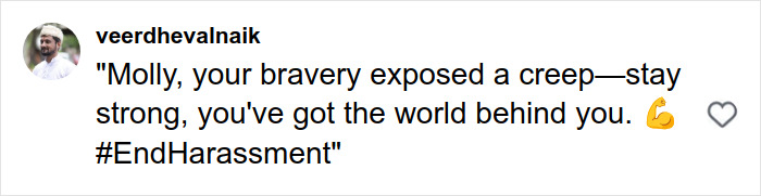 Comment by user veerdhevalnaik expressing support for a woman revealing disturbing truth about solo traveling and ending harassment. Comment by user veerdhevalnaik expressing support for a woman revealing disturbing truth about solo traveling and ending harassment.