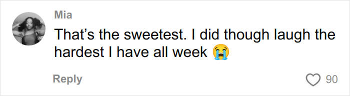 Screenshot of a social media comment by Mia laughing with a crying emoji, related to tattoo artist sharing tattoo regrets.