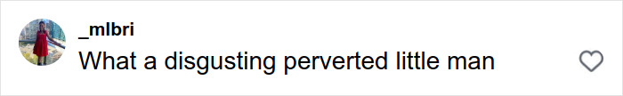 Comment on social media expressing disgust toward a perverted local man during solo traveling experience. Comment on social media expressing disgust toward a perverted local man during solo traveling experience.
