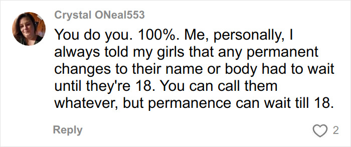 Alt text: Social media comment discussing name changes for teens amid bullying and issues with racist names at school. Alt text: Social media comment discussing name changes for teens amid bullying and issues with racist names at school.