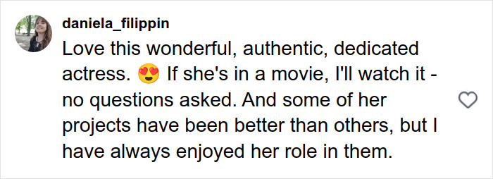 User comment praising Florence Pugh as a dedicated actress with consistently enjoyable roles and varied project quality. User comment praising Florence Pugh as a dedicated actress with consistently enjoyable roles and varied project quality.