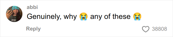 Comment on social media from a user named abbi expressing disbelief and sadness about tattoo regrets shared by a tattoo artist. Comment on social media from a user named abbi expressing disbelief and sadness about tattoo regrets shared by a tattoo artist.