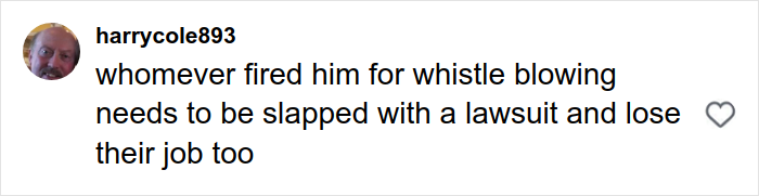 Comment from user harrycole893 discussing whistleblowing and potential lawsuits related to Campbell's soup executive controversy. Comment from user harrycole893 discussing whistleblowing and potential lawsuits related to Campbell's soup executive controversy.