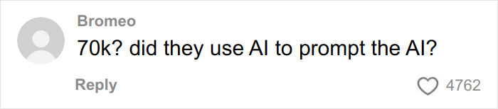 Comment asking if 70,000 prompts were used to prompt AI, referencing Coca-Cola’s holiday commercial about AI.