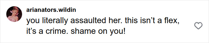 Screenshot of a social media comment criticizing a fan who attacked Ariana Grande at a premiere, highlighting backlash online. Screenshot of a social media comment criticizing a fan who attacked Ariana Grande at a premiere, highlighting backlash online.