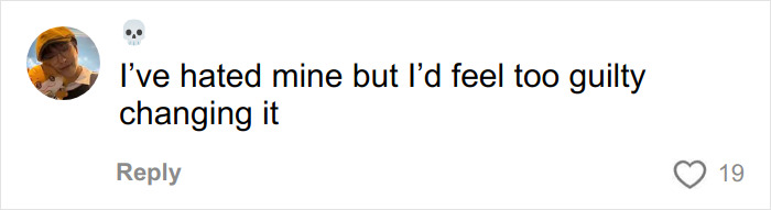 Comment saying feeling guilty about changing a name, related to mom allowing daughter to change racist name after bullying at school.