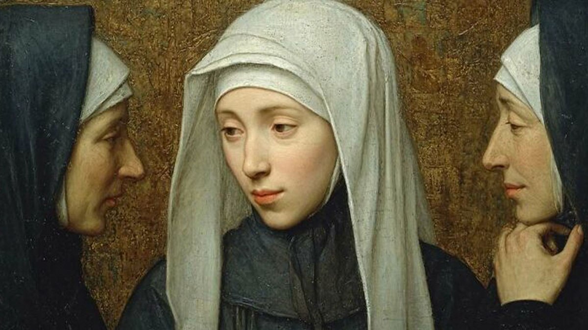 Three women in historical attire, symbolizing overlooked women in history and their important achievements.