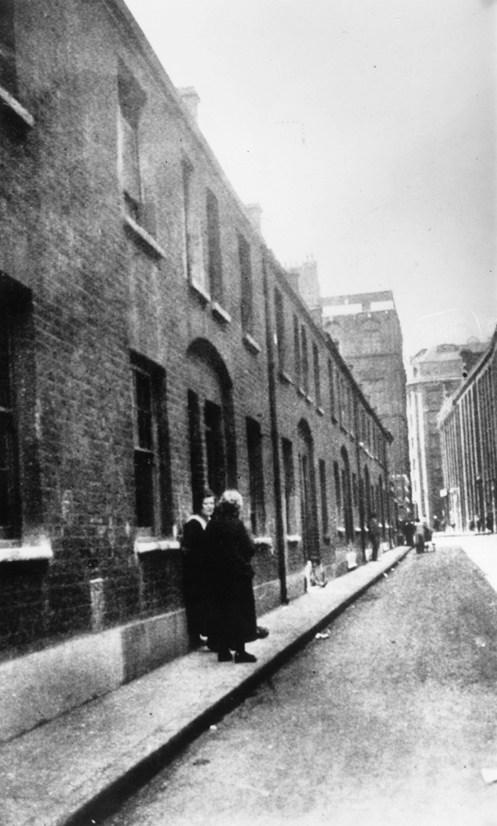 Historic black and white photo of a London street linked to Jack The Ripper case and his real identity investigation.
