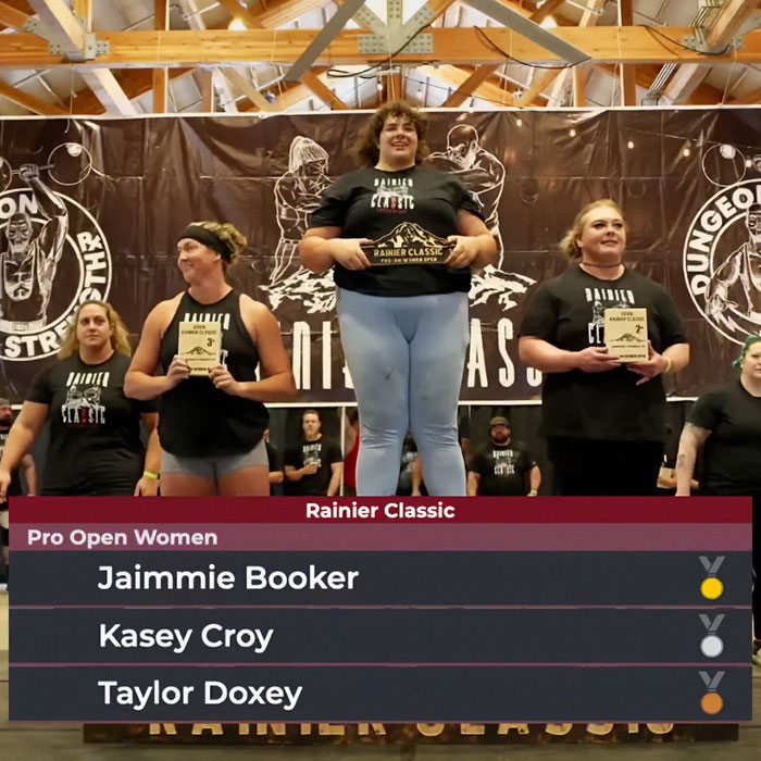 Winner at Rainier Classic strongwoman event holding trophy, highlighting world’s strongest woman competition controversy. Winner at Rainier Classic strongwoman event holding trophy, highlighting world’s strongest woman competition controversy.