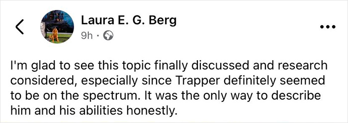 Facebook post by Laura E. G. Berg discussing research on dogs being autistic like humans and traits on the spectrum. Facebook post by Laura E. G. Berg discussing research on dogs being autistic like humans and traits on the spectrum.