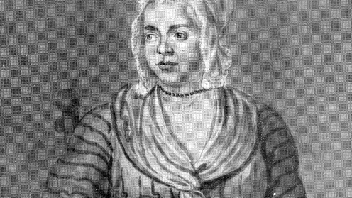 Black and white historical portrait of a woman in period clothing related to hilarious historical events that sound made-up.