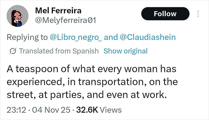 Tweet discussing the reality for a lot of women, highlighting experiences of harassment in public and work spaces. Tweet discussing the reality for a lot of women, highlighting experiences of harassment in public and work spaces.