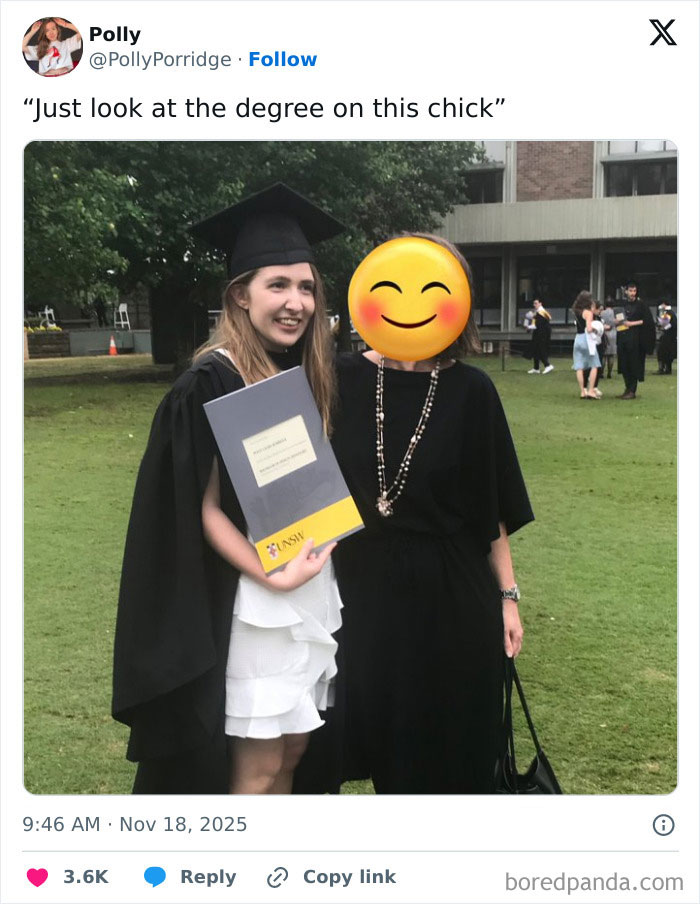 Graduate woman in cap and gown holding PhD certificate, celebrating women’s success after internet backlash. Graduate woman in cap and gown holding PhD certificate, celebrating women’s success after internet backlash.