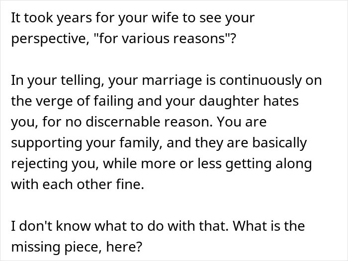 Text excerpt about a man dealing with a teen’s rude attitude for years, considering ending family ties.